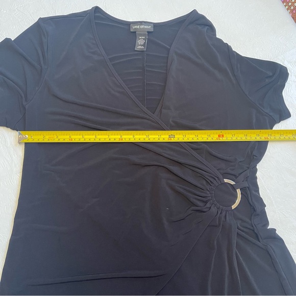 Lane Bryant Faux Wrap Short Sleeve Dress Slinky V-Neck Pullover Cap Sleeve sz 18 - Picture 8 of 11